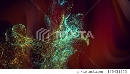 Image of glowing light trails moving over black background 126431253