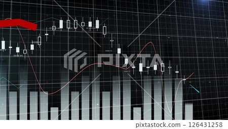 Image of financial data processing on black background Image of financial data processing on black background 126431258