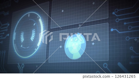 Image of data processing with scope scanning on black background Image of data processing with scope scanning on black background 126431265