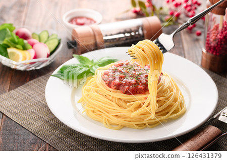 Meat spaghetti (meat sauce pasta) 126431379