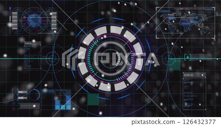 Image of digital data processing over dna strand spinning 126432377