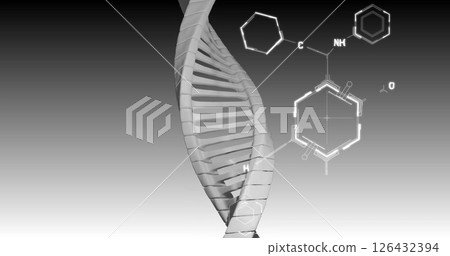 Image of scientific data processing over dna strand Image of scientific data processing over dna strand 126432394