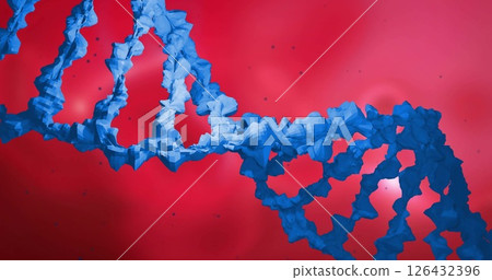 Image of molecules moving over dna strand Image of molecules moving over dna strand 126432396