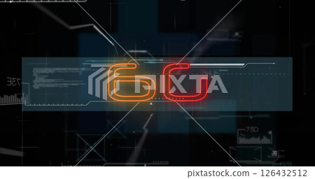 Image of network of connections over data processing and 6g text Image of network of connections over data processing and 6g text 126432512
