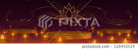 Diwali festival background with diya oil lamps Diwali festival background with diya oil lamps 126433314