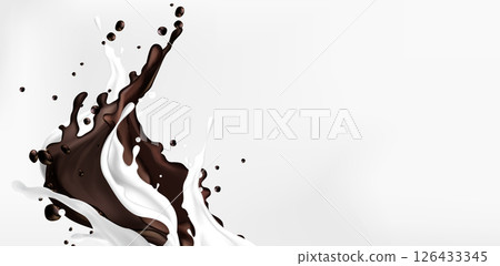 Milk and chocolate splash collision Milk and chocolate splash collision 126433345