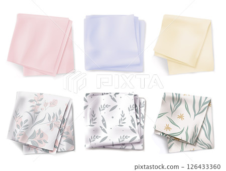 Kitchen towel napkin set with floral patterns Kitchen towel napkin set with floral patterns 126433360
