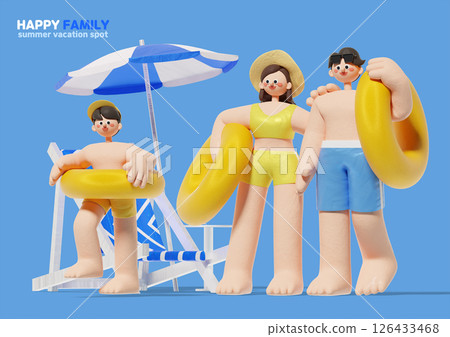 Happy family going swimming in a tube Happy family going swimming in a tube 126433468