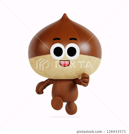 Cute anthropomorphic local specialty chestnut character 126433571