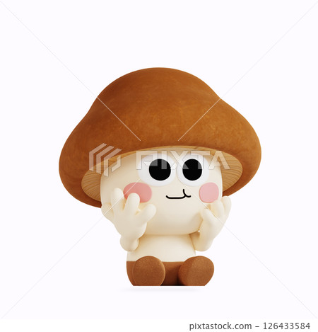 Cute anthropomorphic local specialty mushroom character 126433584
