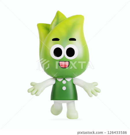 Cute anthropomorphic local specialty green onion character 126433586