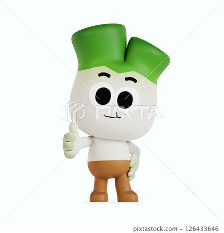 Cute local specialty green onion character 126433646