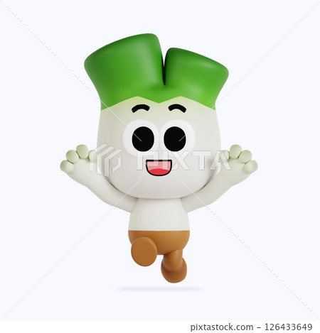 Cute local specialty green onion character 126433649