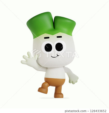 Cute local specialty green onion character 126433652