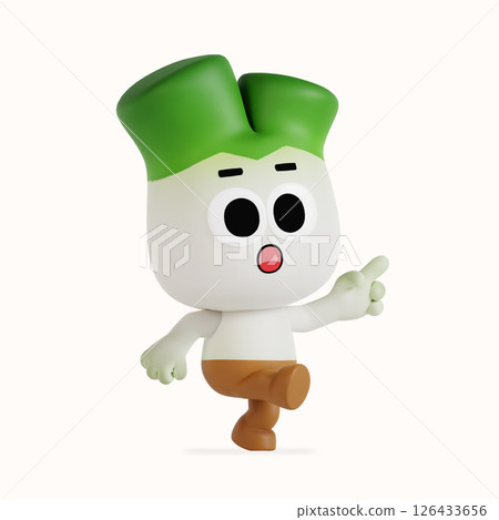 Cute local specialty green onion character 126433656