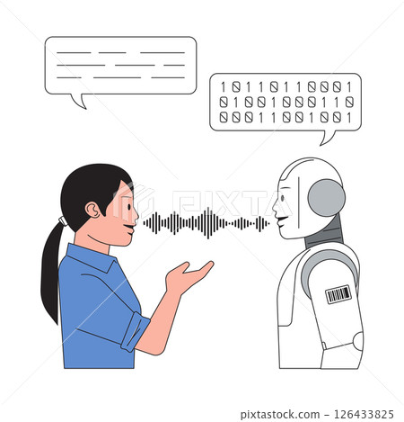 A human and a robot having a conversation 126433825
