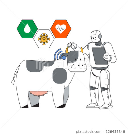 Robots that care for livestock in a farm environment with innovative technology 126433846