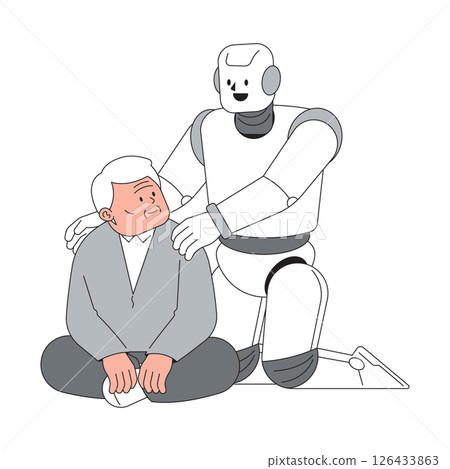 Humanoid helping the elderly 126433863