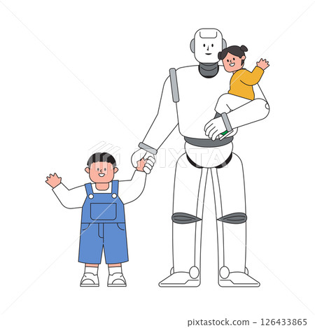 Humanoids who take care of children in a friendly way 126433865