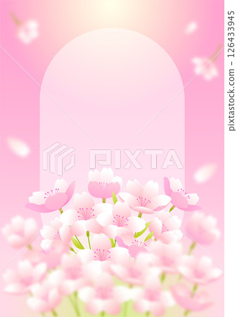Shopping event banner with fluttering cherry blossoms 126433945