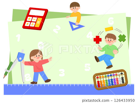 Children doing creative learning activities in math classroom 126433950