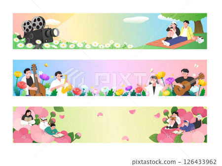 Banner for an event enjoyed outdoors on a warm spring day Banner for an event enjoyed outdoors on a warm spring day 126433962