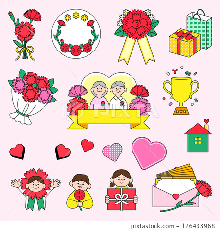 A collection of colorful icons for family celebrations with flowers, gifts, and heartfelt messages. A collection of colorful icons for family celebrations with flowers, gifts, and heartfelt messages. 126433968