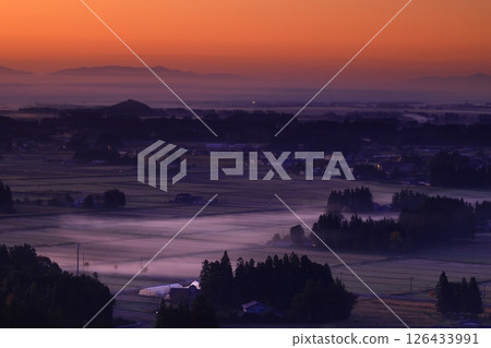 Hanamaki City, Iwate Prefecture Morning rural scenery 126433991