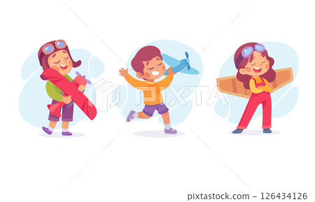 A Joyful Child Engaging in Various Creative Activities and Expressing Their Imagination 126434126
