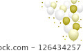 Celebration, party or birthday banner with white and gold balloons 126434257