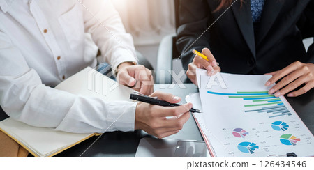 Close up Business people meeting to discuss the situation on the market. Business Financial Concept 126434546