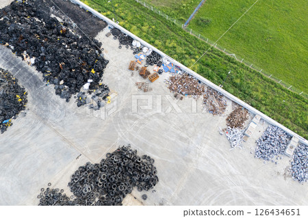 Aerial view of industrial waste processing plant Aerial view of industrial waste processing plant 126434651