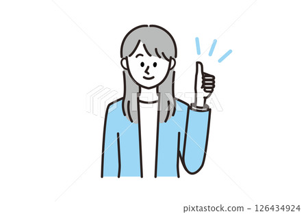 穿著西裝的女人微笑著豎起大拇指 穿著西裝的女人微笑著豎起大拇指 126434924