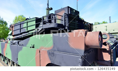 Tank turret with armament and modern armor protection systems. 126435149