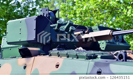 Tank turret with armament and modern armor protection systems. 126435151