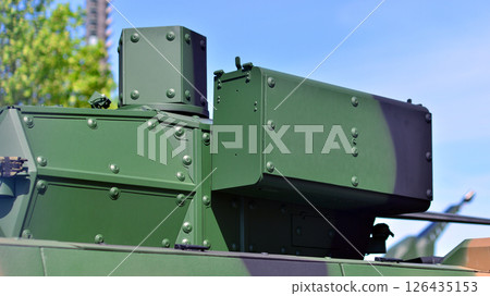 Tank turret with armament and modern armor protection systems. 126435153