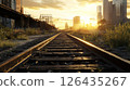 Train tracks vanish, realistic, cinematic light, sharp focus. 126435267