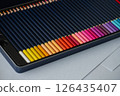 Set of color pencils in pencil case 126435407
