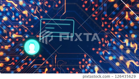 Image of media icons over connections 126435629