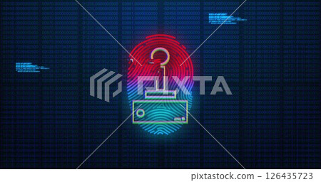 Image of gamepad and fingerprint over data processing 126435723