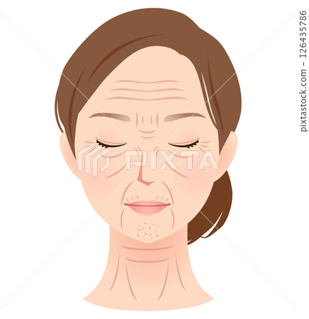 A woman's face with wrinkles, types of wrinkles, beauty A woman's face with wrinkles, types of wrinkles, beauty 126435786