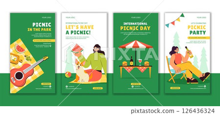 Flat Style Picnic Day Celebration Vector for Social Media Stories Flat Style Picnic Day Celebration Vector for Social Media Stories 126436324