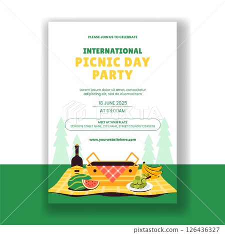 Outdoor Picnic Vector Illustration for International Picnic Day Invitation Outdoor Picnic Vector Illustration for International Picnic Day Invitation 126436327