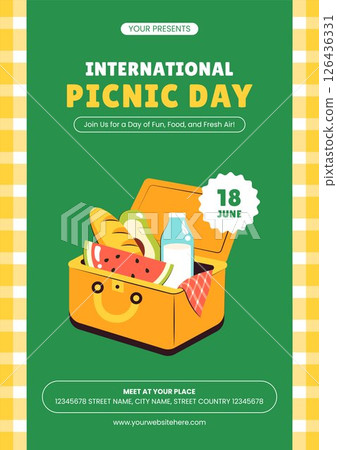 International Picnic Day Social Flyer with Nature and Food 126436331