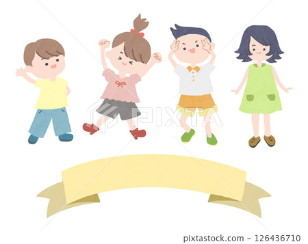 Illustration set of happy children jumping Illustration set of happy children jumping 126436710