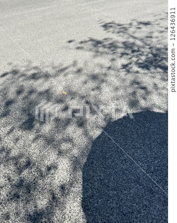 Waiting with a parasol in the shade of a summer tree 126436911