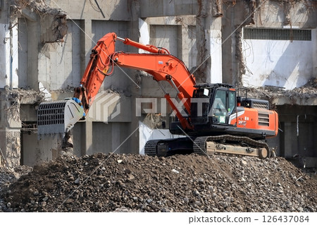 Demolition site of a reinforced concrete building Demolition site of a reinforced concrete building 126437084