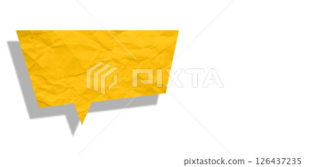 Yellow speech bubble crumpled paper isolated on transparent background Yellow speech bubble crumpled paper isolated on transparent background 126437235