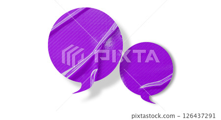 Purple speech bubble crumpled paper isolated on transparent background Purple speech bubble crumpled paper isolated on transparent background 126437291