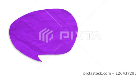 Purple speech bubble crumpled paper isolated on transparent background 126437293